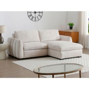Canapé d'angle convertible et réversible en tissu chiné beige MONAVI