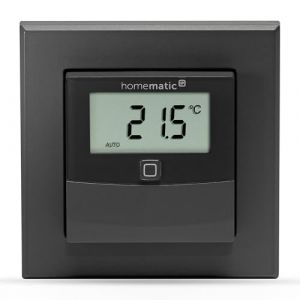 Homematic IP Smart Home Temperature and Humidity Sensor with Display - Indoor, Controls Radiator/Underfloor Heating Via App, Alexa, Google Assistant, Energy Saving, Anthracite, 160551A0