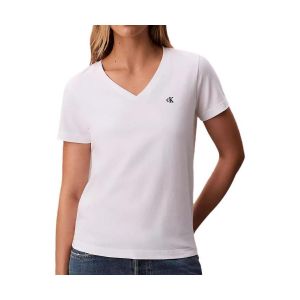 Calvin Klein T-Shirt Manches Courtes Femme Archive Jersey Tee avec Col en V, Blanc (Brilliant White), XXL