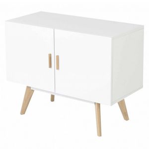 Kosyform Meuble Bas Chêne Et Laqué Blanc 2 Portes
