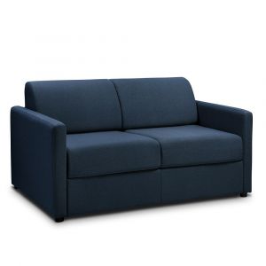 Italian Spirit Canap&eacute; express GRANDIOSE matelas m&eacute;mory 22 cm sommier m&eacute;tal 140 cm tissu tweed bleu nuit - bleu