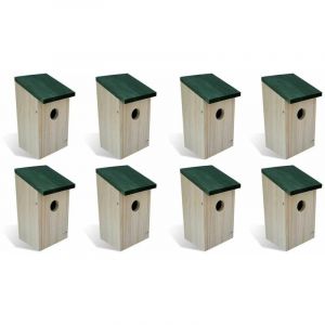 Décoshop26 Nichoir oiseaux pour extérieur 8 pièces en Bois 12x12x22 cm - noir