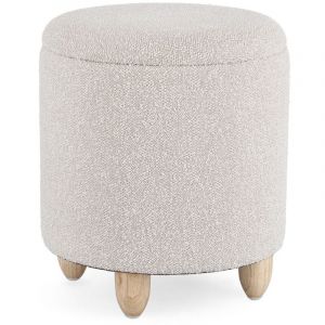 Hellin Tabouret pouf avec rangement en tissu bouclé D36 - zack