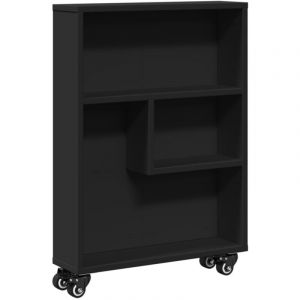 VidaXL Chariot De Rangement Étroit Noir 48x13x68 Cm Bois D'ingénierie