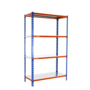 Simon Rack &Eacute;tag&egrave;re Rangement et 4 Niveaux, 200 kg Capacit&eacute; de Charge et Point de Flexion, 1500x1200x400 mm, &Eacute;tag&egrave;re Charge Lourde, &Eacute;tag&egrave;re Garage, Bleu/Orange/Galvanis&eacute; - Simonclick