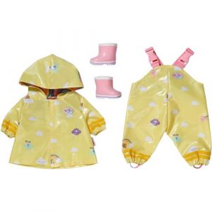 Zapf Creation BABY born Deluxe Tenue de pluie 836460 - Ensemble de pluie avec imperméable, pantalon & bottes Wellington pour poupées qui mesurent jusqu'à 43cm - Convient aux enfants dès 3 ans