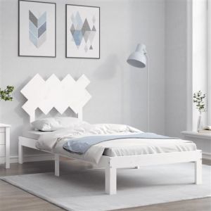 VidaXL Cadre de lit avec tête de lit blanc simple bois massif