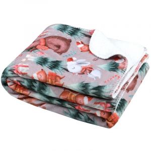 1001kdo - Plaid a poils doux 130 x 160 cm Animaux de noel