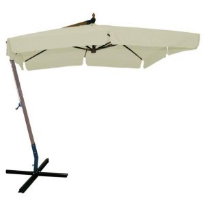 Image de Parasol carré 3 x 3 m bras déporté mât en bois mobilier de jardin