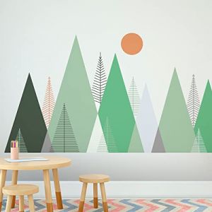 Ambiance Stickers muraux enfants - D&eacute;coration chambre b&eacute;b&eacute; - Autocollant Sticker mural g&eacute;ant enfant montagnes scandinaves piaka - 80x120cm