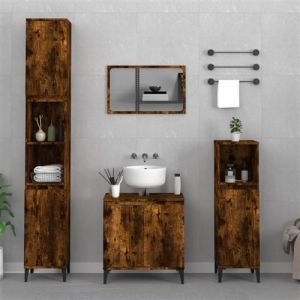 VidaXL Ensemble de meubles de salle de bain 3 pcs Chêne fumé