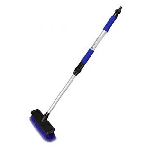 Image de Navaris Balai-Brosse Télescopique pour Voiture - Raccord d'eau sur Tuyau - Manche 100 cm Rétractable - Anti-Rayure - Véhicule Moto Vélo Scooter