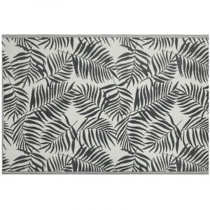 Image de Beliani Tapis ext&eacute;rieur noir au motif feuilles de palmier 180 x 270 cm KOTA