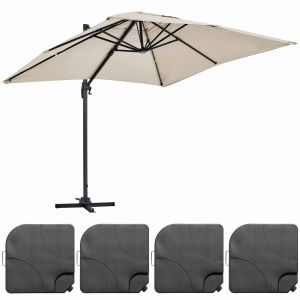 Oviala Ensemble Parasol Déporté Rectangulaire Rotatif 360 (2 X 3m) + 4 Dalles À Remplir