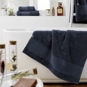 Serviette de bain coton bio (70 x 130 cm) Garance Bleu nuit