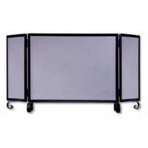 Visiodirect Grille de Protection pour cheminée, Grille Pare-feu modèle Lisse 3corps en Fer forgé coloris Noir -H 58xLongueur 66,5xLargeur 20cm