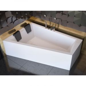 Badland - Baignoire Bain d'angle 170x125 Gauche avec tablier en acrylique, Siphon de bain et pieds (support) - Set 4en1 - Fabriqué en ue intima