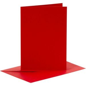 Image de Creotime Cartes 10,5 x 15 cm et enveloppes - Rouge - 6 sets