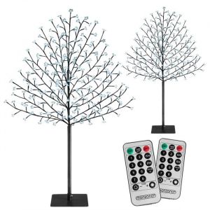 Monzana 2x Arbre Cerisier 200 LED Blanc froid 180cm