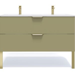 Meuble salle de bain double vasque 120cm 2 tiroirs Vert