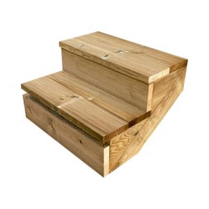 BERLIN Escalier extérieur bois 2 marches H 37cm L-60cm - avec contre marche