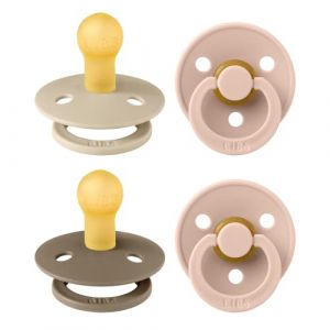 BIBS Sucettes Colour 4 pcs. 0-6 mois en Ivory, Blush, Woodchuck, Blossom