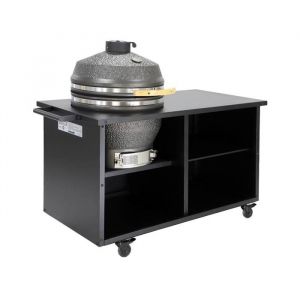 Barbecue kamado charbon de bois. fumoir. acier et c&eacute;ramique &Oslash;54.5cm avec desserte - Yaku