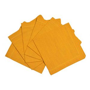 Penguin Home 100% Aspect Lin Serviette de Table en Coton 6-Pièce Set, Solide Ocre
