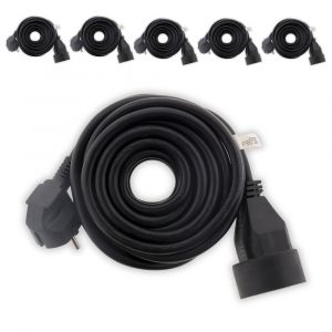Zenitech Lot de 6 - Prolongateur 16A 2P+T HO5VV-F 3G1,5mm² Noir 3m