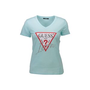 Guess Polo T-Shirt Femme ICON W92I59 Turquoise pastel