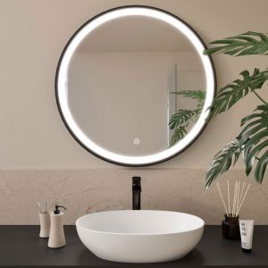 LOMAZOO Miroir salle de bain Florence avec LED 80 cm noir rond