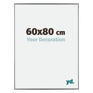 Your Decoration - 60x80 cm - Cadre Photo en Plastique Avec Verre acrylique - Anti-Reflet - Excellente Qualit&eacute; - Argent - Cadre Decoration Murale