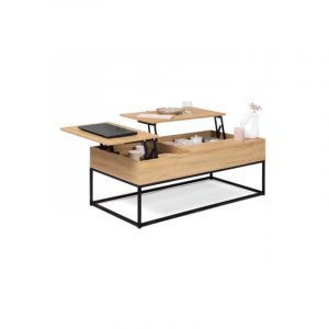 Idmarket Table basse 2 plateaux relevables DETROIT design industriel - Bois-clair