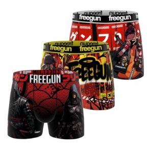 Freegun Boxer Enfant Manga, Cale&ccedil;on Gar&ccedil;on Ultra-Doux et Confortable (Lot de 3), Rouge Taille 12 ans/14 Ans
