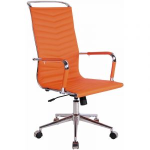 Image de CLP Chaise de bureau Batley en similicuir ou véritable cuir orange Similicuir