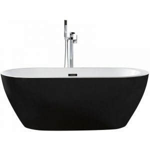 Beliani Baignoire îlot ovale 150 x 80 cm noire NEVIS