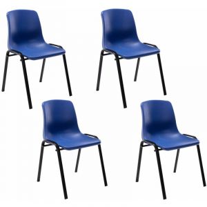 Image de CLP Lot de 4 chaises empilables Nowra avec assise en plastique et pi&egrave;tement en m&eacute;tal noir mat bleu