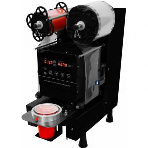 Monster shop Scelleuse à Bubble Tea Inox - 500W 240 V- Diamètre Gobelets Max 95mm Hauteur Max 200mm Machine à Sceller Thé à Perles, Boissons à Emporter,