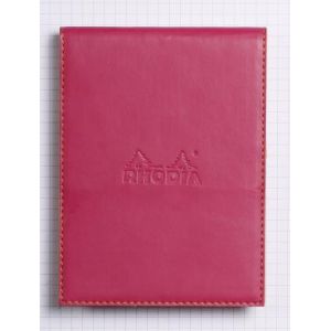 Image de Rhodia 128212C - Porte-bloc rama framboise format 9,5 x 13 cm  en simili cuir, avec porte-crayon + bloc N°12 ligné