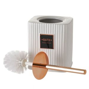 Wadiga Brosse WC céramique blanc et cuivre Bath