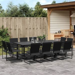 VidaXL Ensemble à manger de jardin 13 pcs noir textilène, ensemble à manger d'extérieur, meuble à manger de jardin, table et chaises de jardin