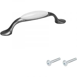 Cyclingcolors 1x Poignée de meuble vintage zamak finition nickel porcelaine céramique entraxe 96 mm tiroir armoire avec vis