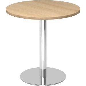 Certeo HAMMERBACHER Table de réunion Ø 800 mm - piétement chromé - plateau façon chêne | VSTF08/E/C