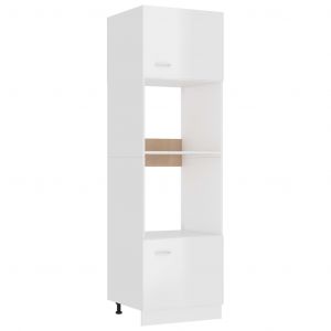 Image de VidaXL Armoire à micro-ondes Blanc brillant 60x57x207 cm Aggloméré