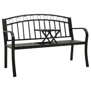 VidaXL Banc de jardin avec table Noir 120 cm Acier