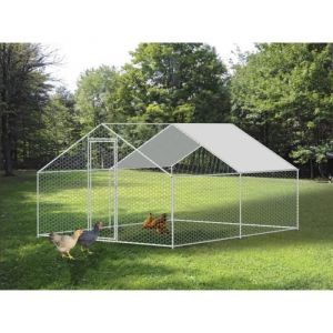 Hobag - Enclos poulailler 12 m² parc grillagé 4x3 m acier galvanisé - Naturel