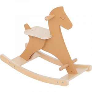 Jeu &agrave; bascule cheval pour enfant en bois coloris Marron - Longueur 64 x Profondeur 31 x Hauteur 54,5 cm