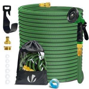 VOUNOT Tuyau d'Arrosage Extensible 45m Renforc&eacute; Adaptable 1/2" et 3/4" 10 Modes de Pulv&eacute;risation Flexible et Anti-Fuite Raccord et Sac de Rangement Fournis Vert