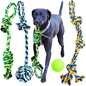 Youngever Lot de 4 Jouets pour Grand Chien, Chien Jouet Indestructible, Jouet Chien en Corde pour Chien de Taille Grande
