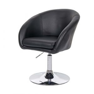 Mendler Chaise de salle &agrave; manger HWC-F19, fauteuil pivotant, salon, r&eacute;glable en hauteur, similicuir ~ noir